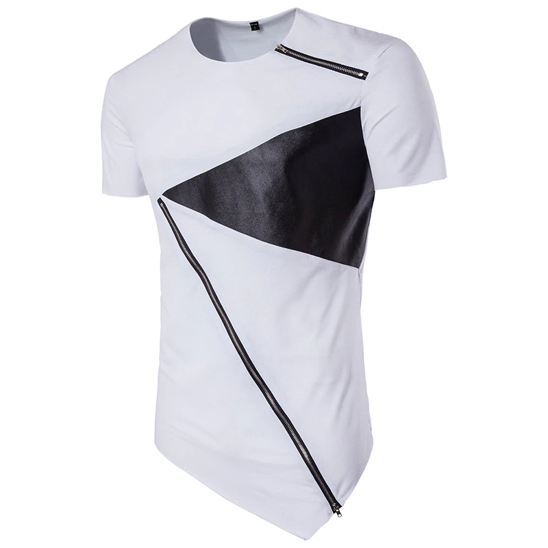 Black PU Patchwork T-Shirt