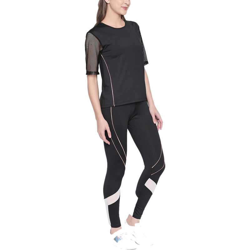 Black Solid Gym Wear Tracksuits
